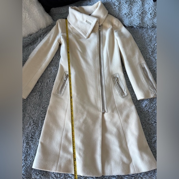 Mackage Nori Cream Wool Cashmere Long Coat with Leather Belt - Picture 2 of 16